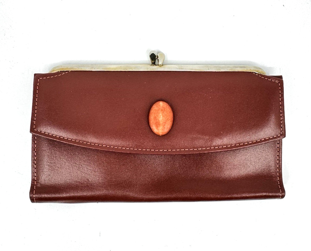 Amity Split Cowhide Vintage Clutch Wallet Maroon Brown Billfold Coin Purse NWOT
